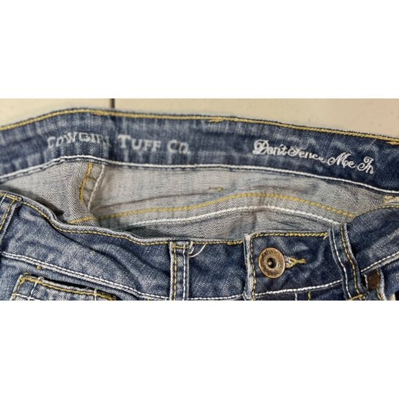Cowgirl Tuff Womens Jeans Size 28x33 Raw Bottom Bootcut Medium Wash - Picture 12 of 14